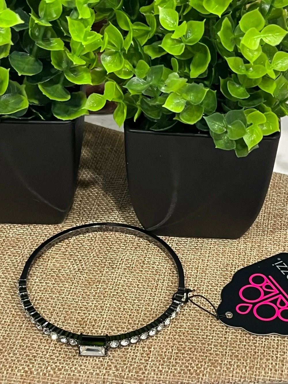 paparazzi Black Crystal Accent Bangle Bracelet